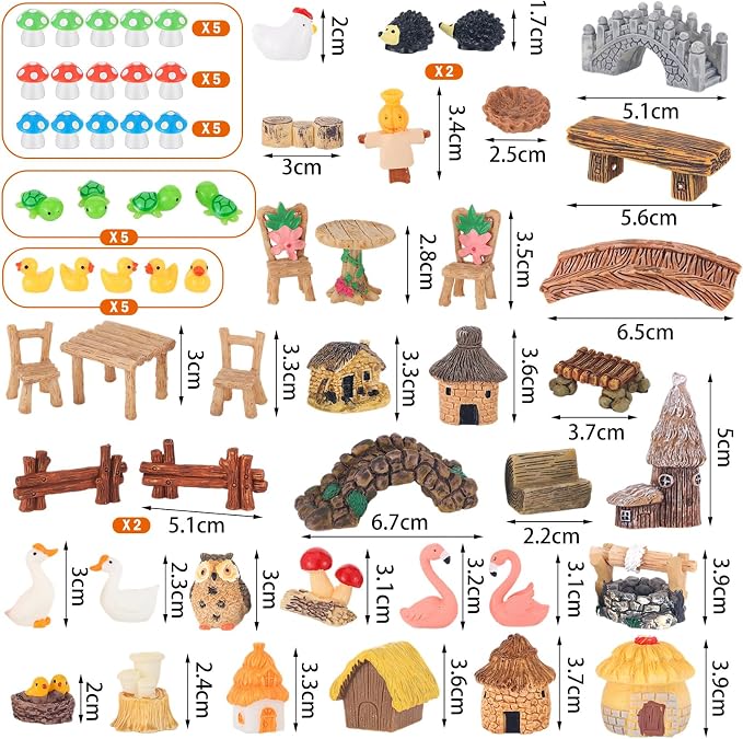 84 Pcs Fairy Garden Accessories, Miniature Village Starter Kit - Image 4