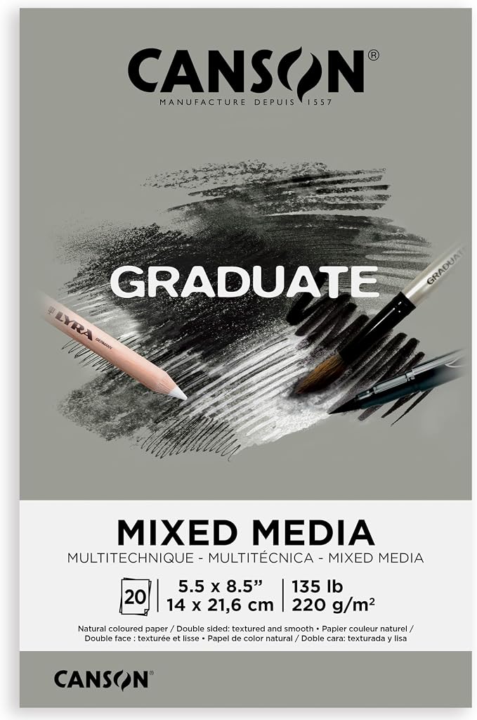 Canson Graduate Grey Toned Mixed Media Pad, 5.5x8.5 inch, 20 Sheets | Artist by Unknown
