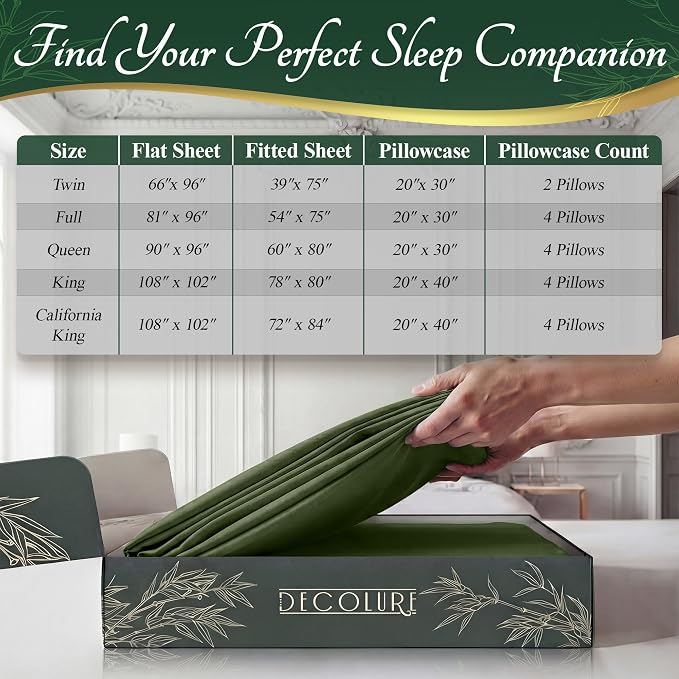 DECOLURE 100% Viscose Derived from Bamboo Sheets Full Size - Image 8