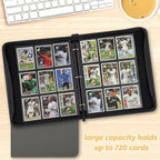 GERMUN 3 Ring 9 Pocket Zipper Card Binder, 720 Double Sided Standard PU Trading - Image 7