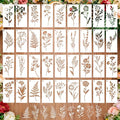36 PCS Flower Stencils for Painting on Wood, 6x3 Inch Reusable Wildflower by Ceblish
