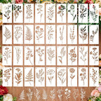 36 PCS Flower Stencils for Painting on Wood, 6x3 Inch Reusable Wildflower by Ceblish