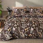 Yiran Brown Comforter Set King Size, 7 Piece Floral Comforter Bedding Set by Yiran