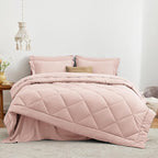 Love's cabin Full Comforter Set Pink, 7 Pieces Full Bed in a Bag, All Season - Image 2