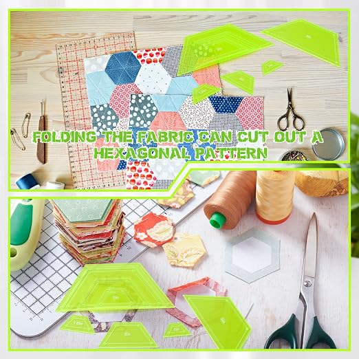 Kigley 8 Pcs Half Hexagon Quilting Templates and Rulers 1/1.5/2/3/4/5/6/7 Inch - Image 5