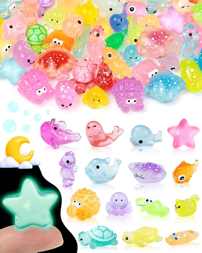 FIVEIZERO 102PCS Luminous Mini Resin Ocean Animals Bulk by FIVEIZERO
