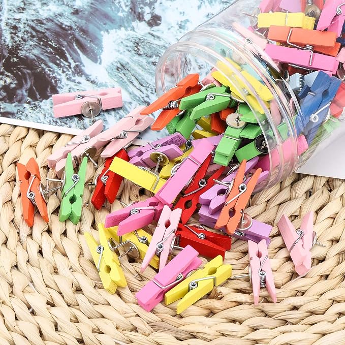 100Pcs Push Pin with Wooden Clips Tacks - Image 7