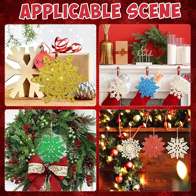 Wooden Christmas Snowflake Ornaments to Paint Christmas Decoration Cutouts - Image 8