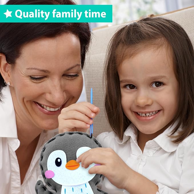 KRAFUN Beginner Sewing Kit, Sew Penguin & Fish, Pre-Cut Felt, Kids Ages 5+ | - Image 6