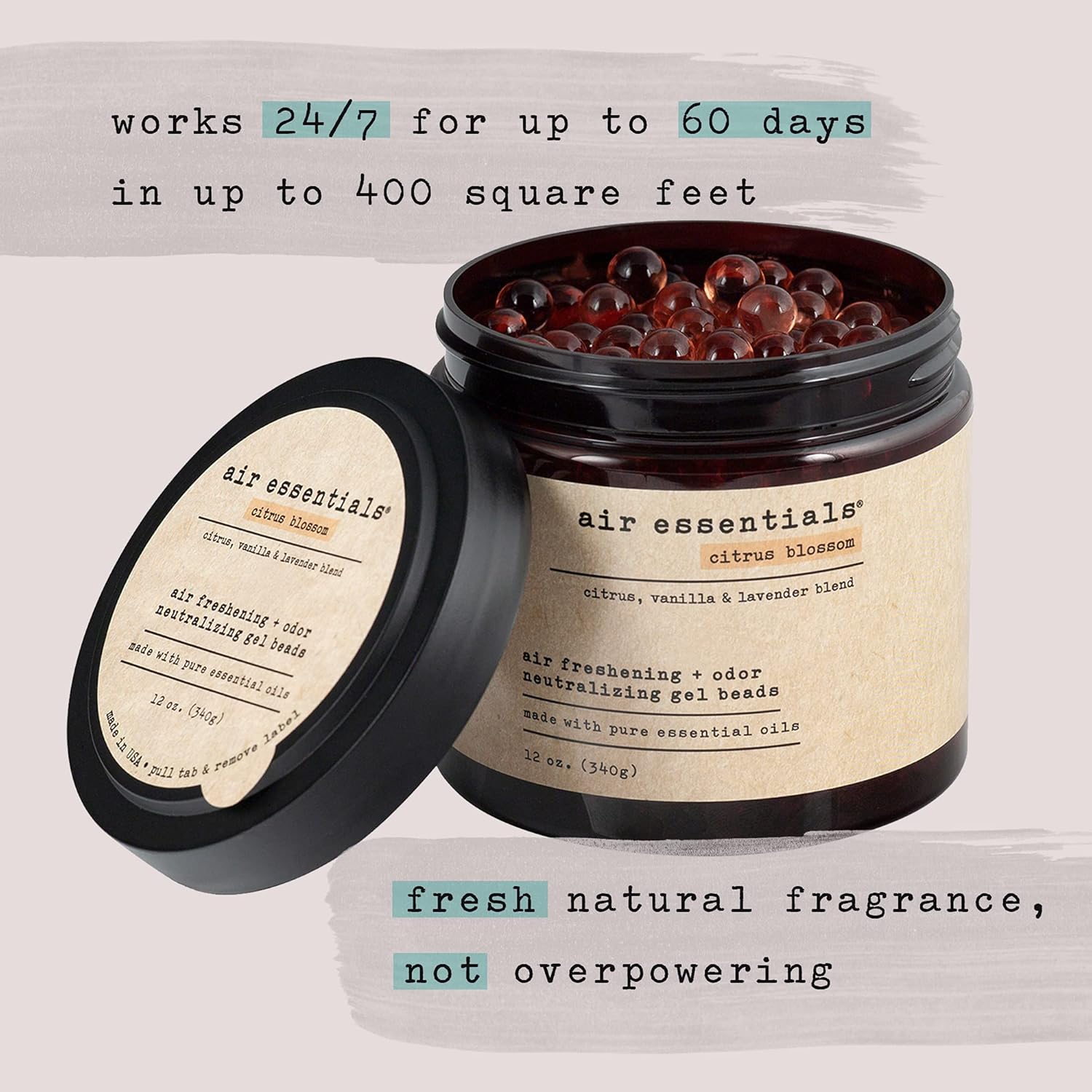 Air Essentials Air Freshener & Odor Neutralizer Gel Beads - 12 oz, Pack of 2 - Odor Eliminator - Made with Pure Essential Oils - Citrus Blossom Scent