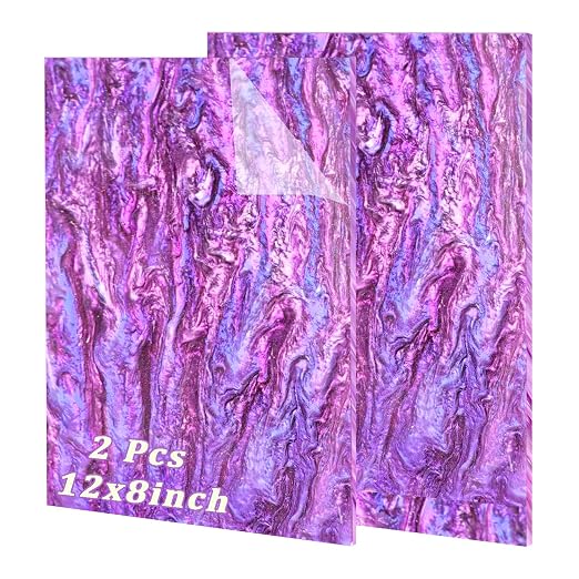 Pearl Glitter Cast Acrylic Sheet, 12x8 Inch, 2 Pack | 1/8 Inch Thickness by FaeliKnise-BringFairytoLife