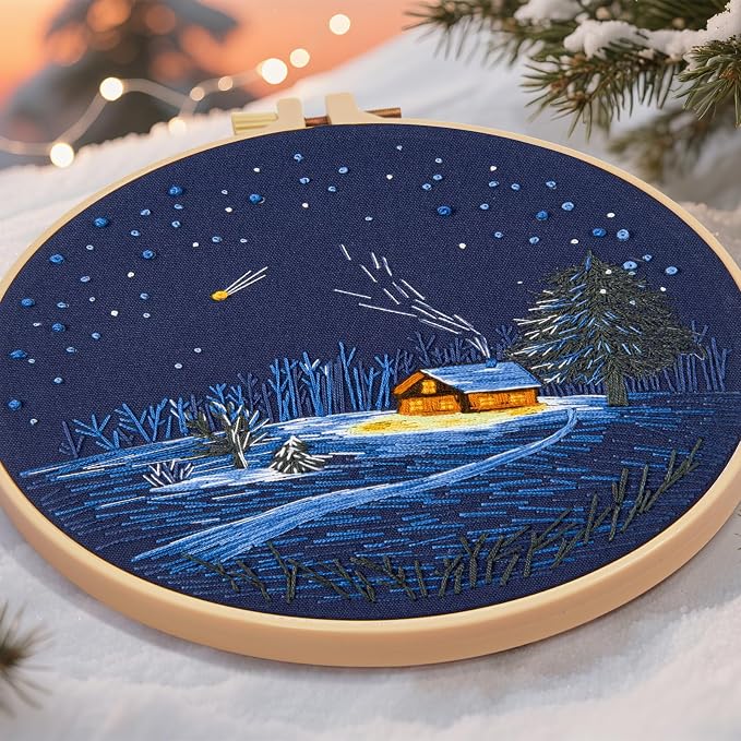 Christmas Embroidery Kits for Beginners Adults, Winter Hand Embroidery Starter - Image 5