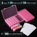 Mr. Pen- Bead Storage Containers, 28 Grids, 2 Pack, Transparent Pink | 160 pcs - Image 2