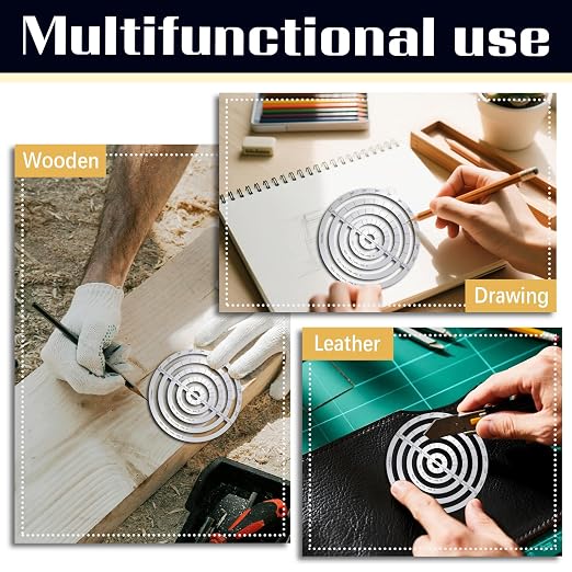 ORIGACH Stainless Steel Concentric Round Ruler Metal Circle and Curve Drafting - Image 7