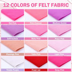 12 Rolls 8"x35" 1.4mm Thick Soft Felt Fabric Sheet 12 Assorted Pink Series - Image 3