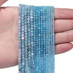 4mm 90pcs Deep Color Aquamarine Tiny Gemstone Beads - Image 2