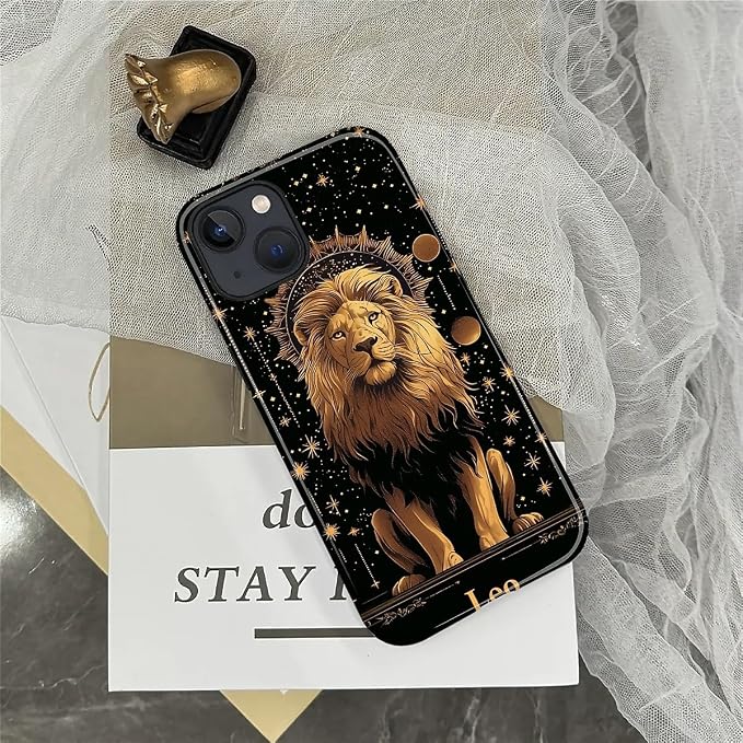 ZHEGAILIAN Case for iPhone 13 14, Galaxy Lion Gold Durable Shockproof Silicone - Image 6