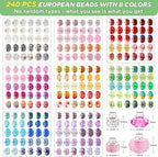 240 Pcs Large Hole Beads, Funtopia 40 Grids Rainbow European Beads - Image 2