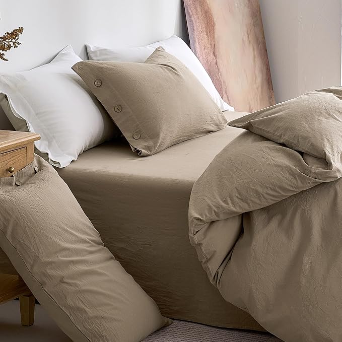 JELLYMONI 100% Washed Cotton Duvet Cover Twin – Soft, Breathable Linen-Look - Image 9