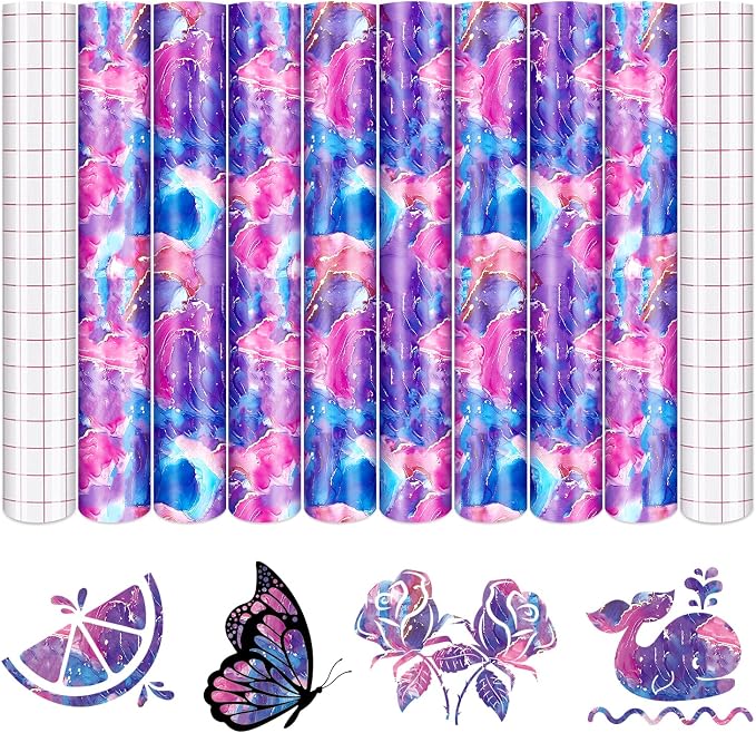 Tintnut Marble Permanent Vinyl 8 Pcs 12x10in Pink Purple Adhesive Vinyl | by Tintnut
