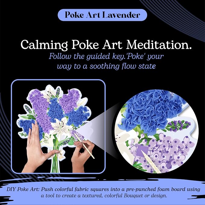 Unwynd Poke Art Lavender Flower Bouquet | Mess-Free Arts and Crafts - Image 3