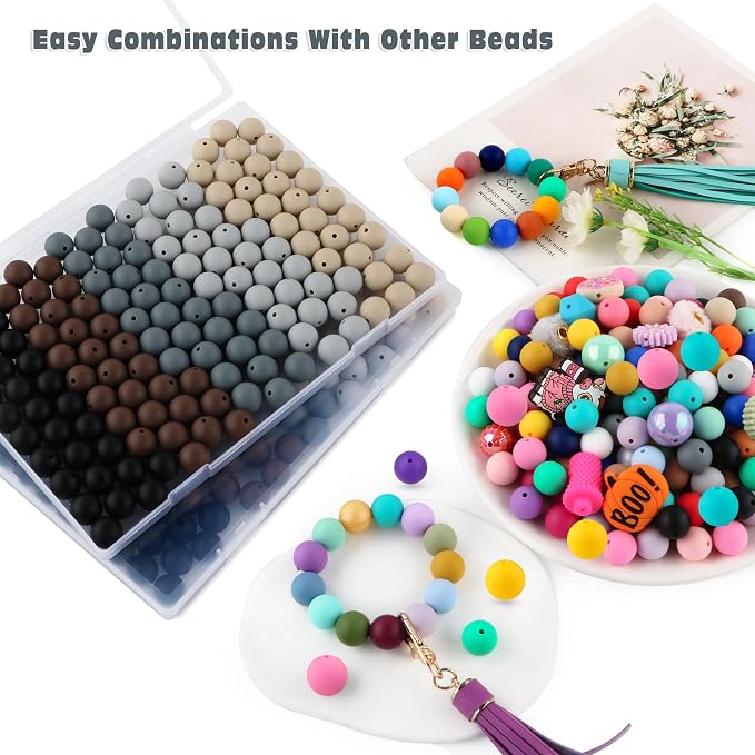 160Pcs Silicone Beads 12mm Mix Color, Bulk Silicone Beads 12mm - Image 6