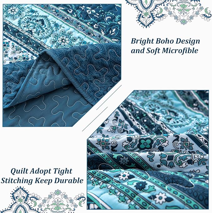 WONGS BEDDING Boho Quilt Set California King, Lightweight Polyester Bed Decor - Image 6