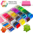 CiaraQ 86-Color Polymer Clay Oven Bake Modeling Kit | 14 tools, 3‑layer box - Image 2