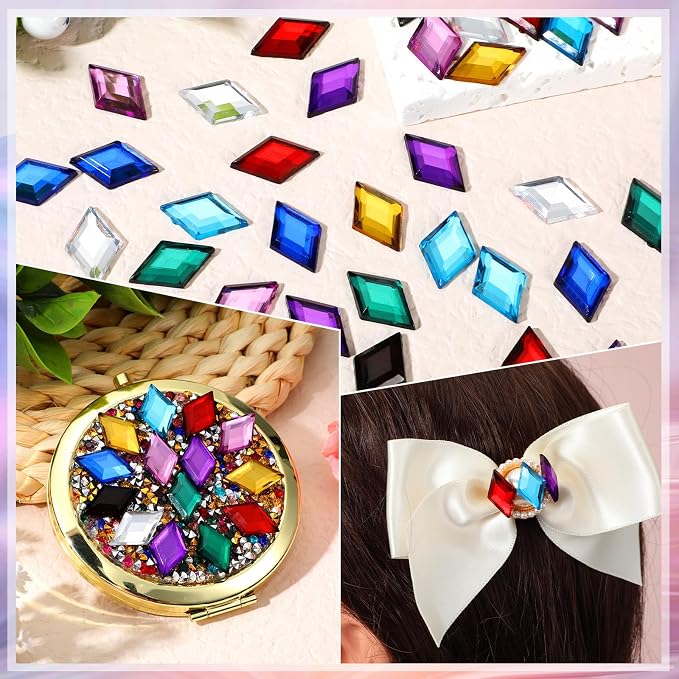 100 Pcs Flat Back Diamond Acrylic Crystal Rhinestones Plastic Gems - Image 5