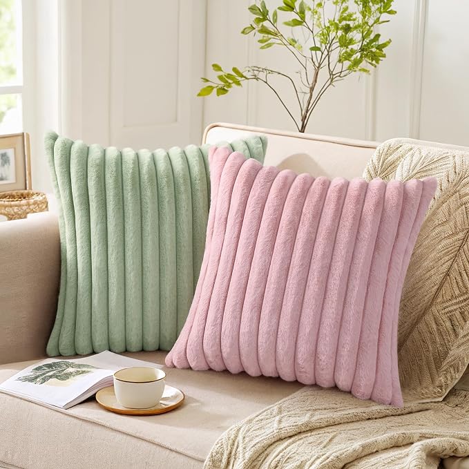 Pallene Faux Fur Plush Throw Pillow Covers 26x26 Set of 2, Luxury Soft Fluffy - Image 5
