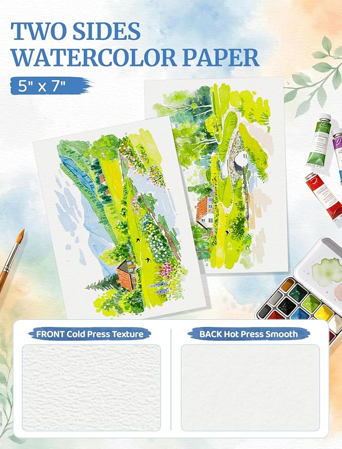 168 Sheets 5x7 Watercolor Paper Bulk, Cold Press Watercolor Paper 5x7, 110 - Image 3