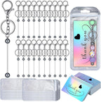 Sasylvia 60 Pcs Beadable Keychain Bars Bulk Making Kit 20 Beaded Keychain 20 by Sasylvia