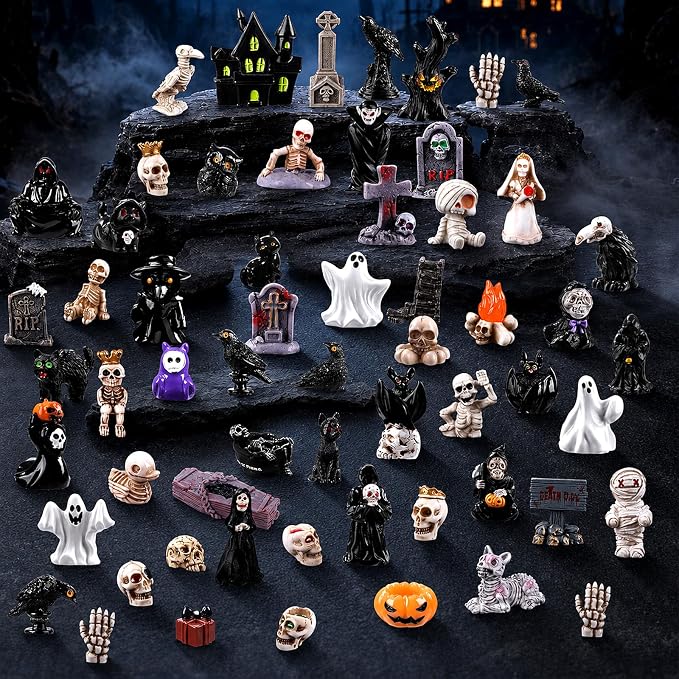 DIYDEC 60pcs Halloween Resin Miniatures Mini Resin Ghost Skull Figures to Hide - Image 8