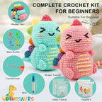 Faircosy Dinosaur Crochet Kit for Beginners: 2PCS Crochet Animal Kits for Adults - Image 2