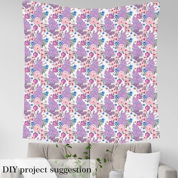 Watercolor Flowers Fabric by The Yard, Spring Wild Floral Bees Leaves Flannel - Image 4