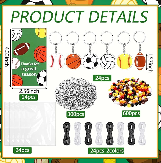 Suncalla 984 Pcs 24 Set Sport Keychain Making Kit DIY Basketball Football - Image 2