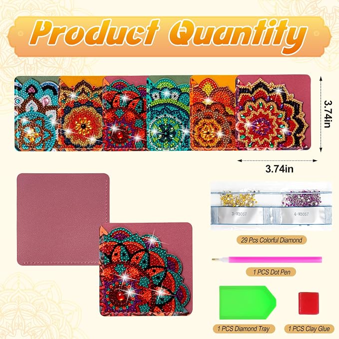 WIVICO 6Pcs Diamond Painting Bookmarks, Diamond Pearl Art Kits - Image 2