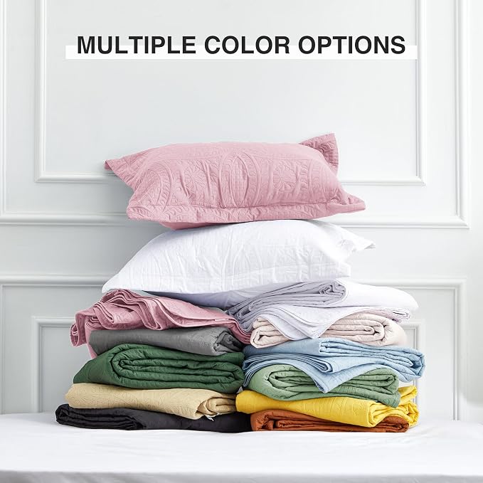 Love's cabin California King Size Quilt Bedding Set Pink Bedspreads - Image 8