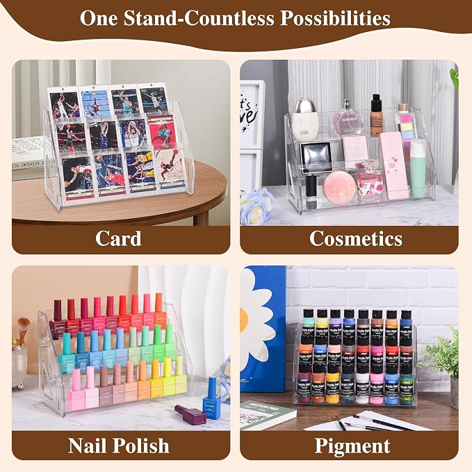 CELSOL 2 Pack Elevated 3 Tier Clear Acrylic Card Display Stand - Image 7