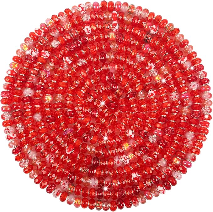 60Pcs Large Hole Beads Spacer Beads Red Assorted European Craft Big Beads Large by BRACELETMAKINGKIT