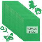 40 Pcs Stiff Felt Fabric Sheet for Crafts, 1mm Thick and 8”x12”Green Felt by Tiparts