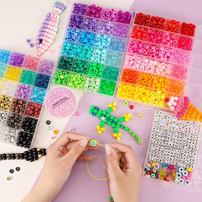 4 Boxes Pony Beads 72 Colors 9mm Friendship Bracelets Making Kit, Rainbow Kandi - Image 3