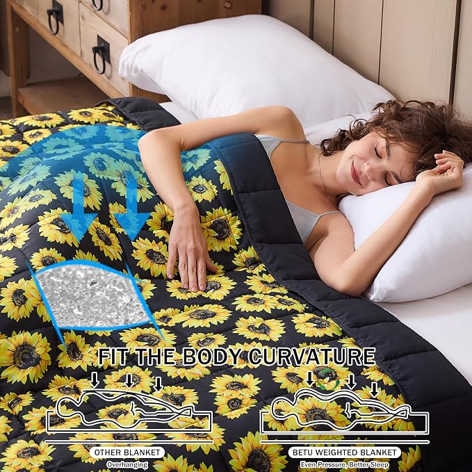 Sunflower Weighted Blanket for Adults 20lbs, Twin Full Size Cooling Heavy Throw - Image 3