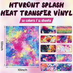 HTVRONT Splatter Heat Transfer Vinyl, 10 Sheets 12"x10" Paint Splatter HTV | - Image 2