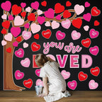 Whaline 99Pcs Valentine's Day Tree Bulletin Board Decoration Red Pink Heart - Image 4