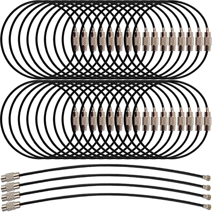 ROYHOO 50PCS Black Stainless Steel Wire Keychains Cable, Key Rings, Heavy Duty by Unknown