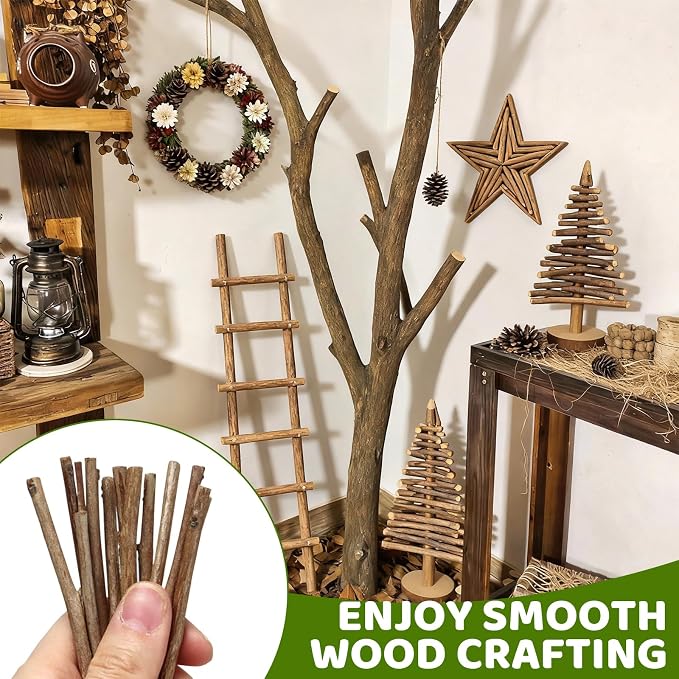 TKOnline 400Pcs Craft Sticks, 10cm 0.1-0.2 Inch in Diameter Wood Log Sticks - Image 7