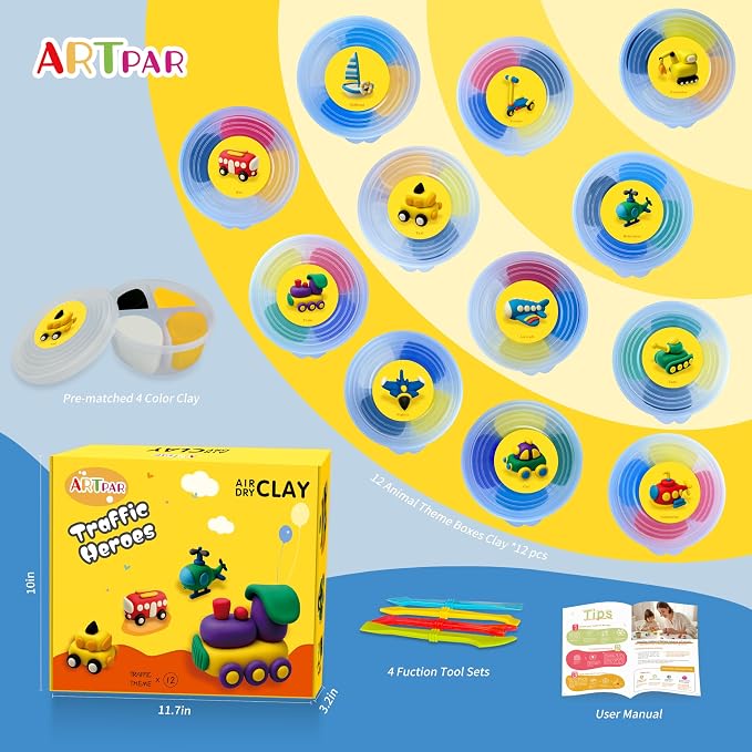 Artpar Air Dry Clay Kit, Modeling Magic Clay Traffic Set, Kids Crafts Gifts | - Image 2