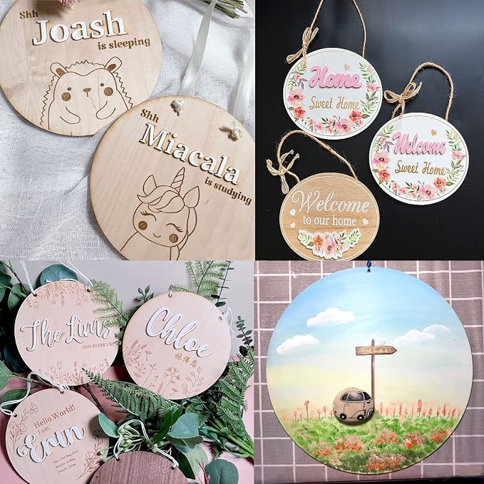 10PCS 14Inch Cutouts Blank Round Wood Slice Wood Circles - Image 4