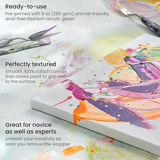 ARTEZA Stretched Canvas 11x14 Inches Pack of 8 – Blank White Canvases - Image 3